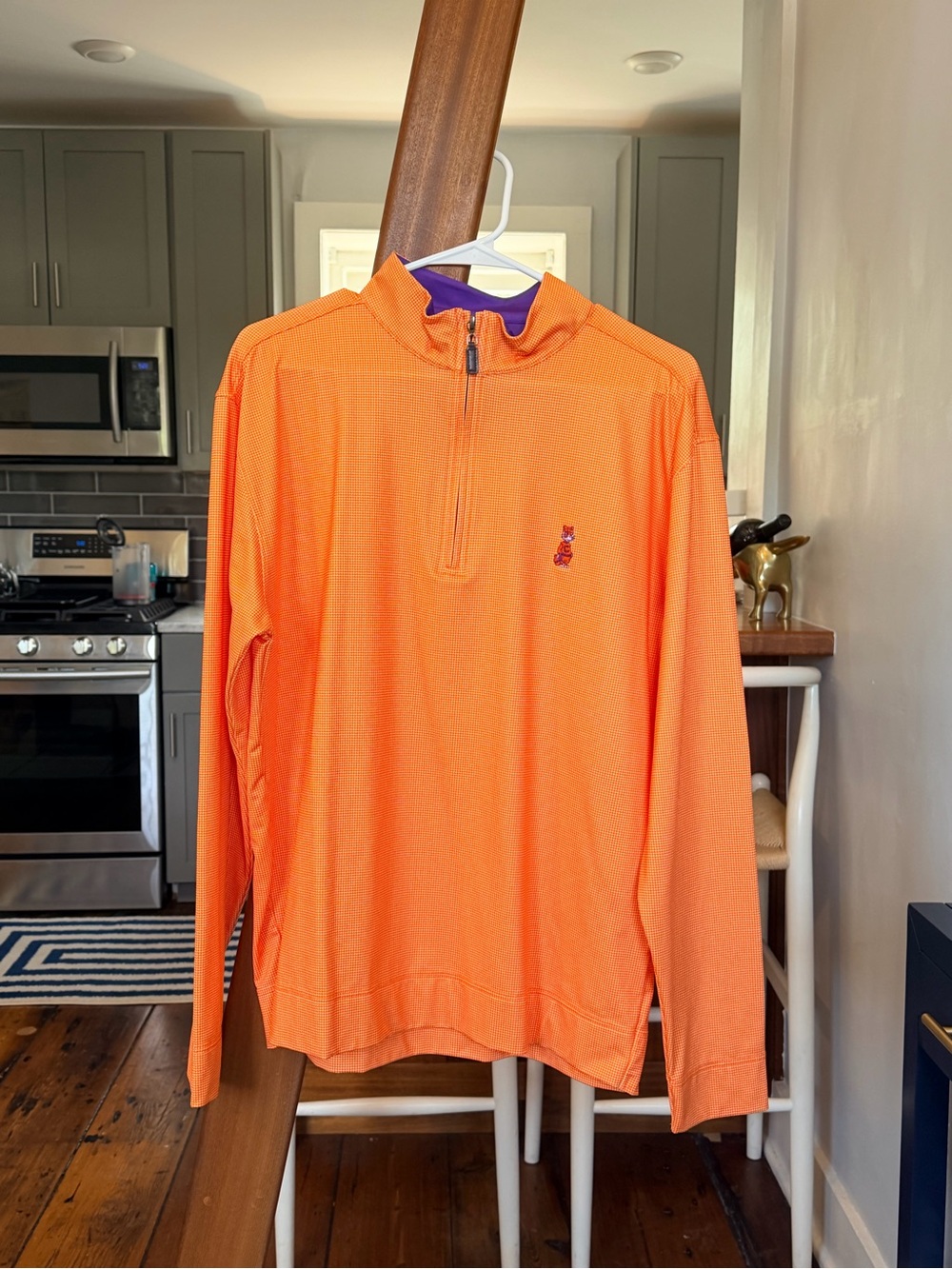 Orange Clemson 1/4 Zip Pullover with Purple Trim